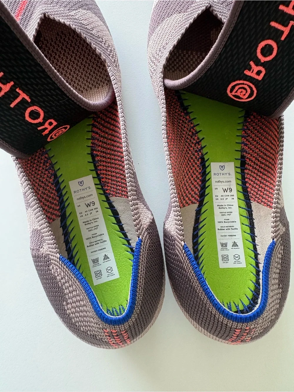Rothy's The Point Flat in Taupe Camo Orange Stripe Women’s size 9